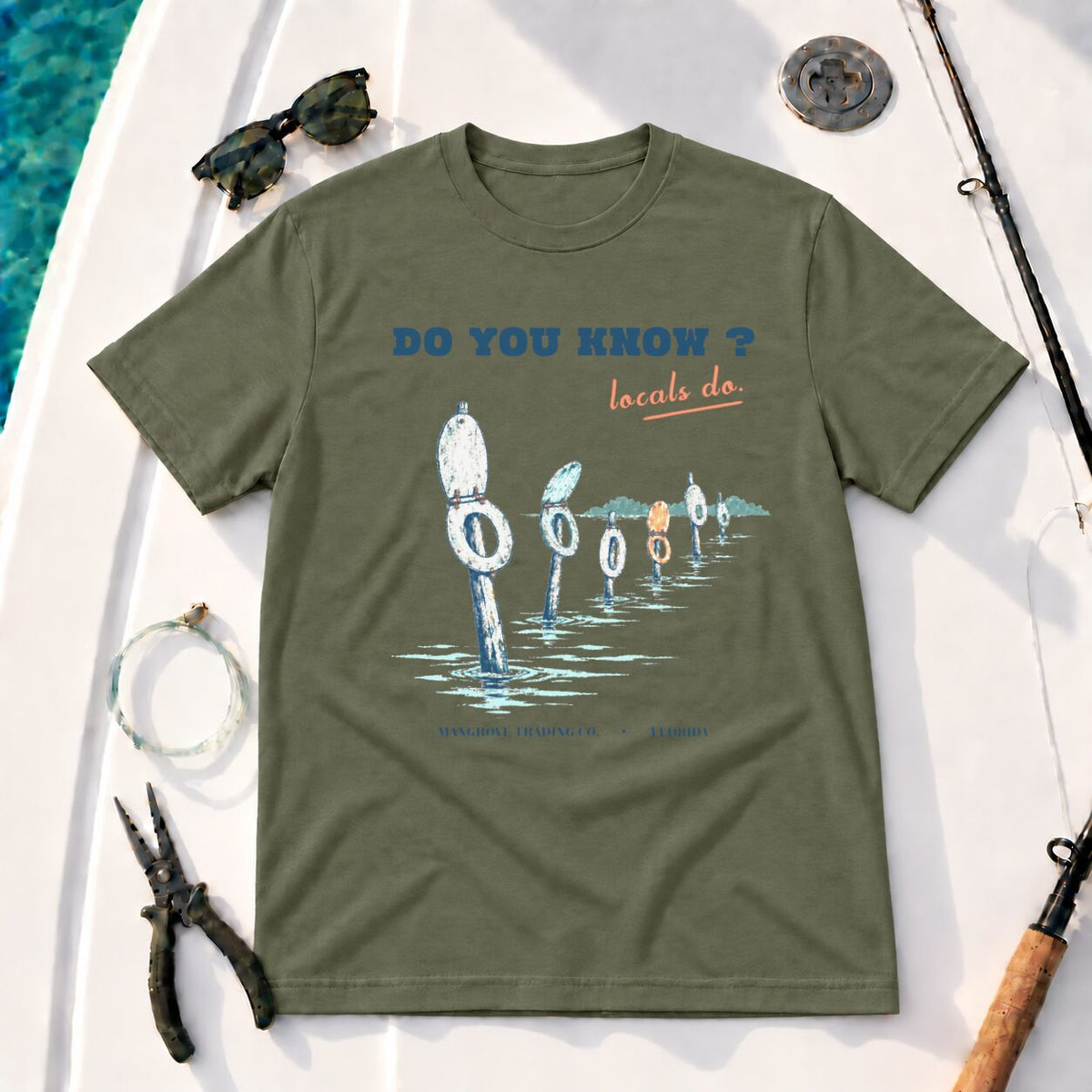 Toilet Cut design on a Military Green Gildan 64000 T-Shirt